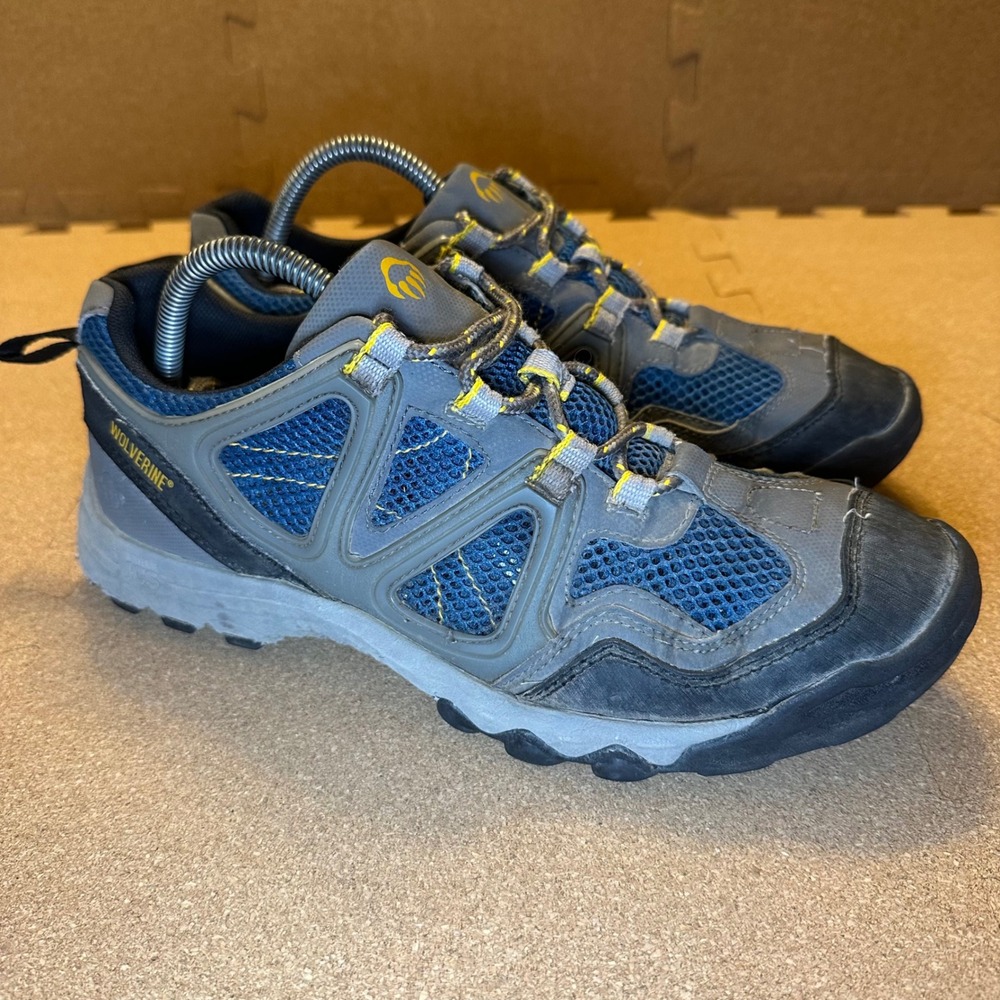 Wolverine Hiking Shoes Men 9.5M Gray Blue Trail Sneakers‎ W20167 Low Top Rugged